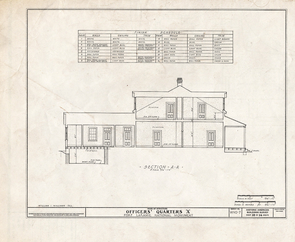 Blueprint HABS WYO,8-FOLA,3E- (Sheet 10 of 14) - Fort Laramie, Officer's Quarters A, Fort Laramie, Goshen County, WY