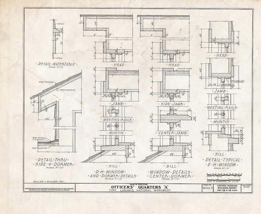 Blueprint HABS WYO,8-FOLA,3E- (Sheet 12 of 14) - Fort Laramie, Officer's Quarters A, Fort Laramie, Goshen County, WY