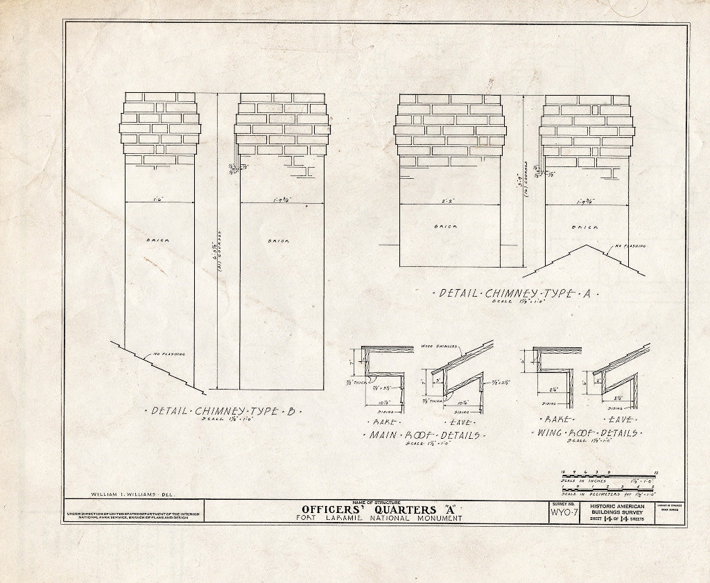Blueprint HABS WYO,8-FOLA,3E- (Sheet 14 of 14) - Fort Laramie, Officer's Quarters A, Fort Laramie, Goshen County, WY