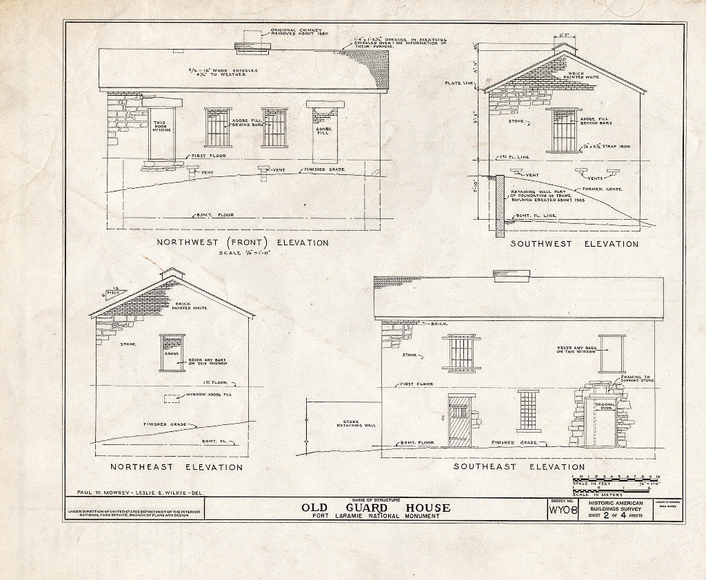 Blueprint HABS WYO,8-FOLA,3F- (Sheet 2 of 4) - Fort Laramie, Old Guard House, Fort Laramie, Goshen County, WY