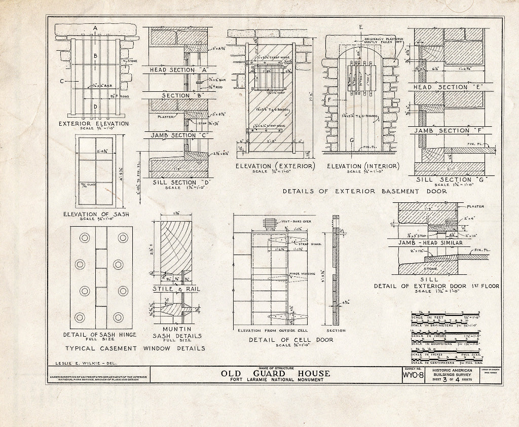 Blueprint HABS WYO,8-FOLA,3F- (Sheet 3 of 4) - Fort Laramie, Old Guard House, Fort Laramie, Goshen County, WY