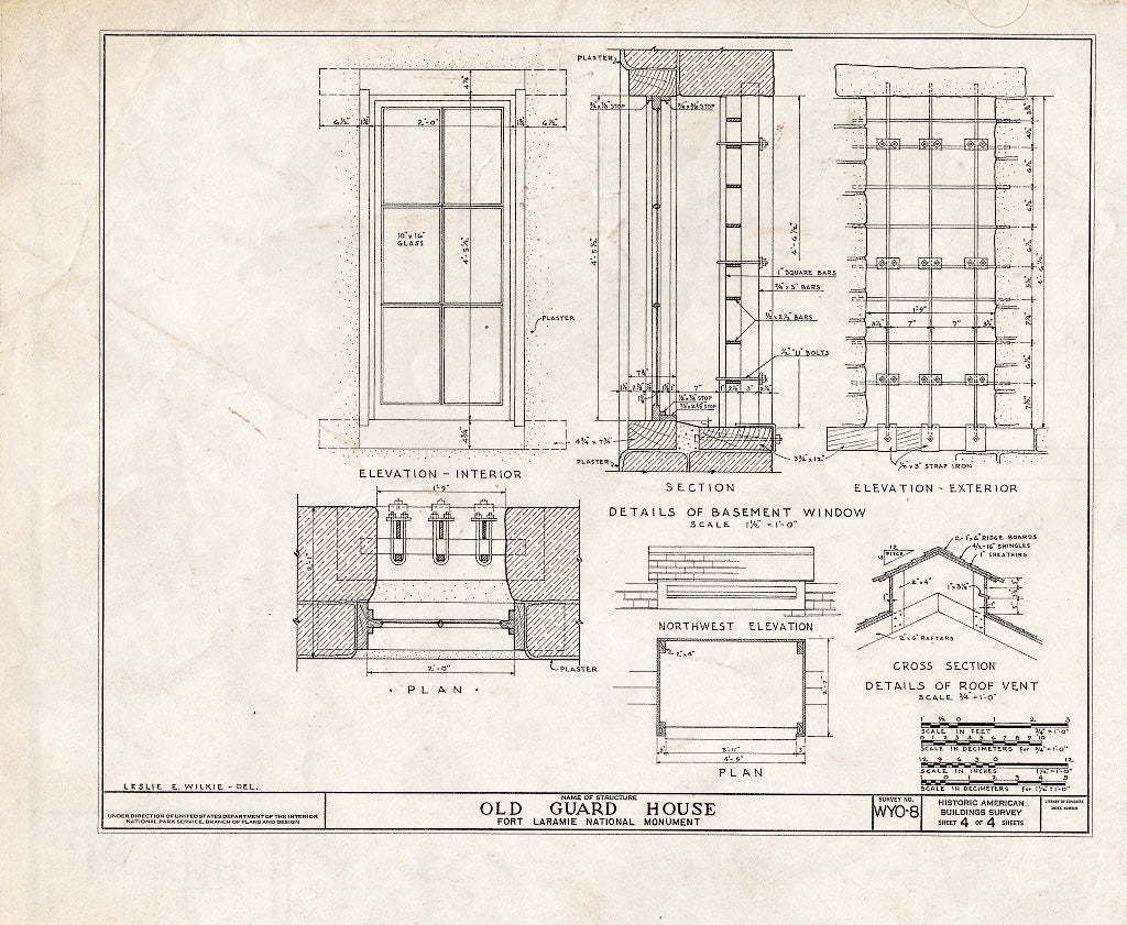 Blueprint HABS WYO,8-FOLA,3F- (Sheet 4 of 4) - Fort Laramie, Old Guard House, Fort Laramie, Goshen County, WY