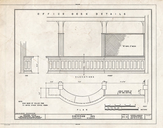 Blueprint 12. Office Desk Details - Sheridan Inn, Broadway Between 4th & 5th Streets, Sheridan, Sheridan County, WY