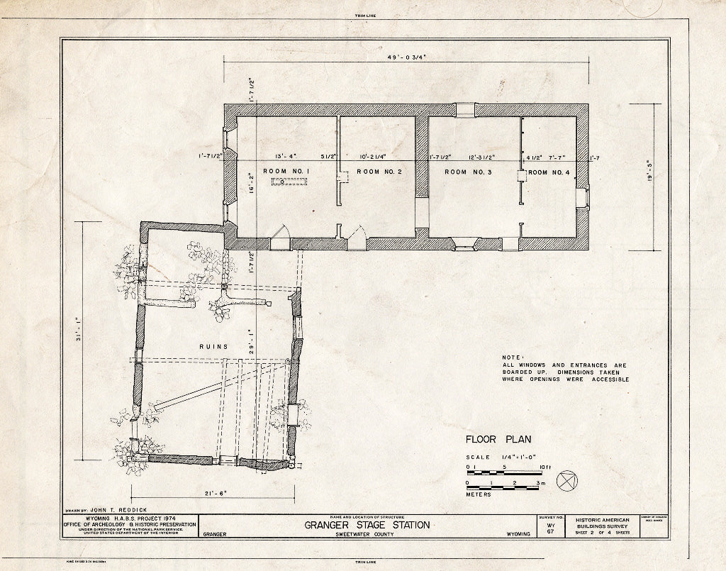 Blueprint HABS WYO,19-GRANG,1- (Sheet 2 of 4) - Granger Stage Station, Old Route 30 North, Granger, Sweetwater County, WY