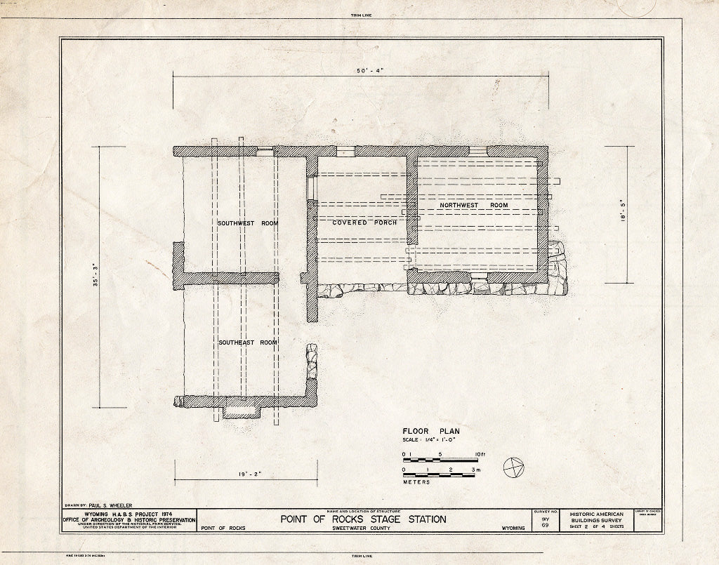 Blueprint HABS WYO,19-PTROC.V,1- (Sheet 2 of 4) - Point of Rocks Stage Station, Rock Springs Vicinity, Point of Rocks, Sweetwater County, WY