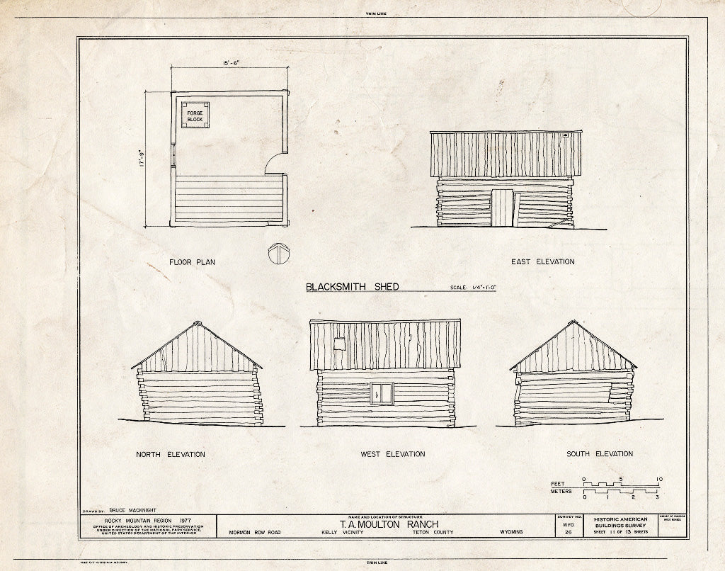 Blueprint HABS WYO,20-KEL.V,2- (Sheet 11 of 13) - T. A. Moulton Ranch, Mormon Row Road, Kelly, Teton County, WY