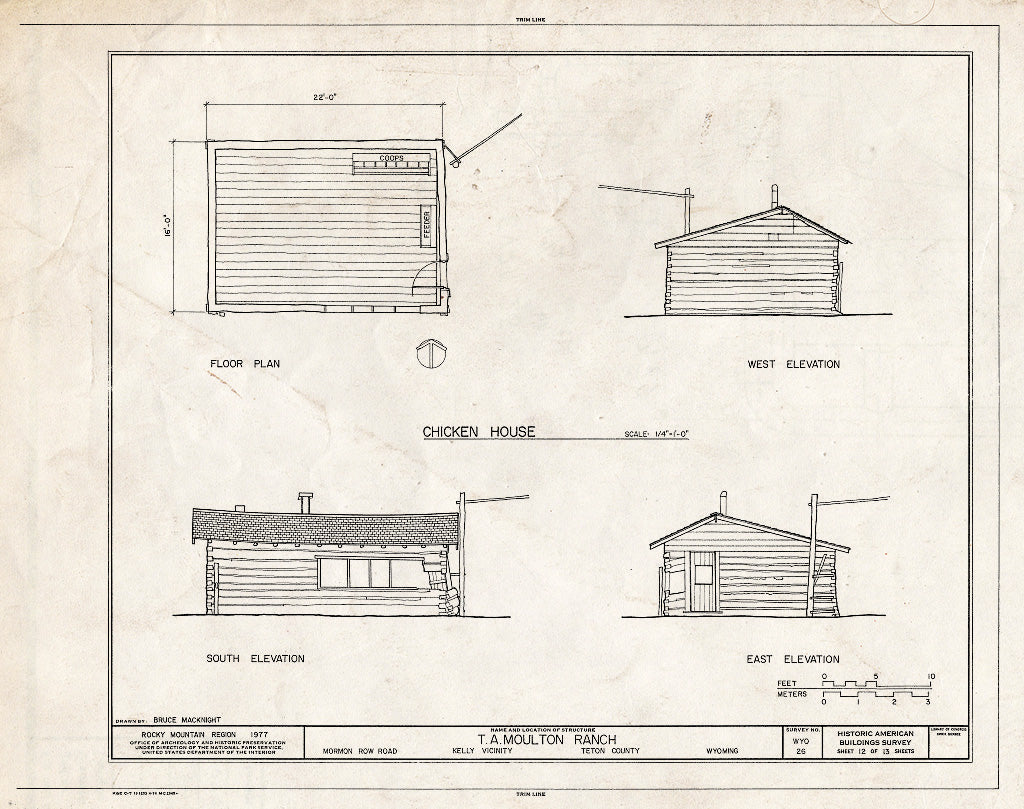 Blueprint HABS WYO,20-KEL.V,2- (Sheet 12 of 13) - T. A. Moulton Ranch, Mormon Row Road, Kelly, Teton County, WY