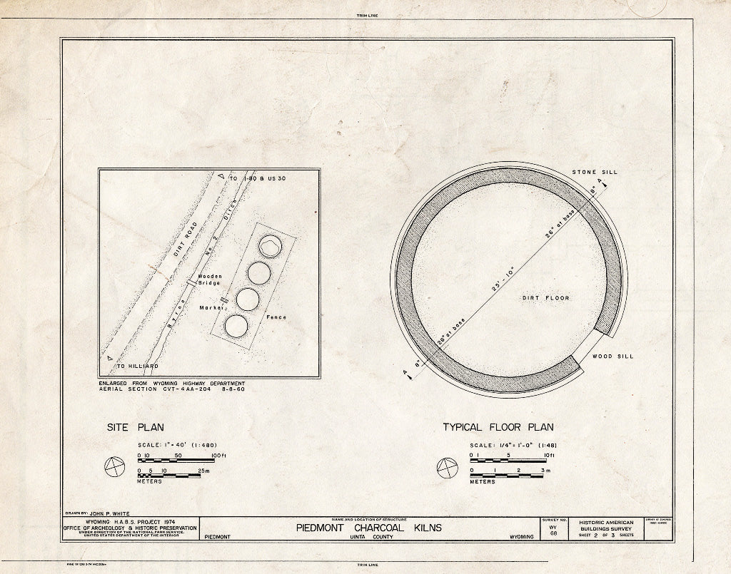 Blueprint HABS WYO,21-PIED,1- (Sheet 2 of 3) - Piedmont Charcoal Kilns, Fort Bridger Vicinity, Piedmont, Uinta County, WY