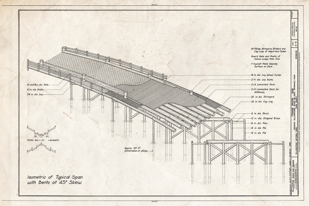 Blueprint HAER WYO,15-YELNAP,3- (Sheet 3 of 3) - Fishing Bridge, Spanning Yellowstone River at East Entrance Road, Lake, Teton County, WY