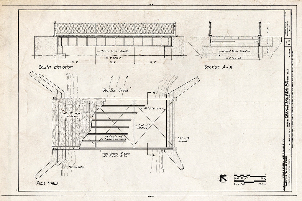 Blueprint HAER WYO,15-YELNAP,10- (Sheet 2 of 2) - Obsidian Creek Bridge, Spanning Obsidian Creek at Indian Creek Campground, Lake, Teton County, WY