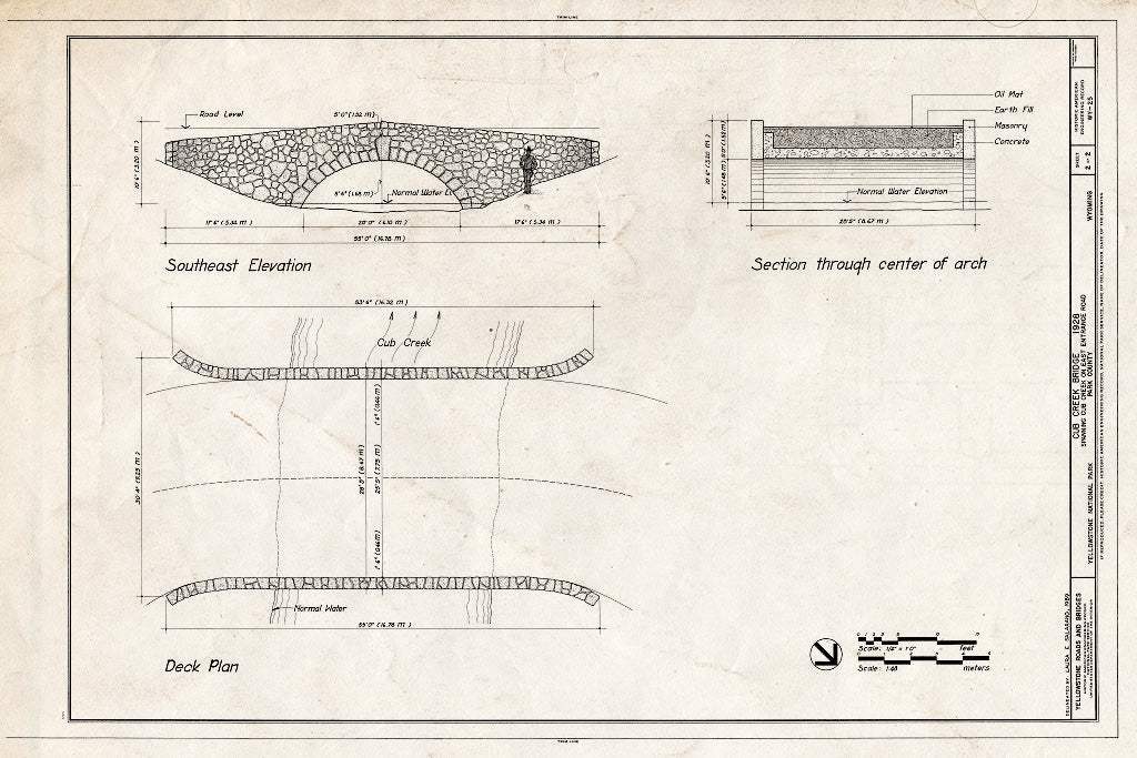 Blueprint HAER WYO,15-YELNAP,2- (Sheet 2 of 2) - Cub Creek Bridge, Spanning Cub Creek at East Entrance Road, Lake, Teton County, WY