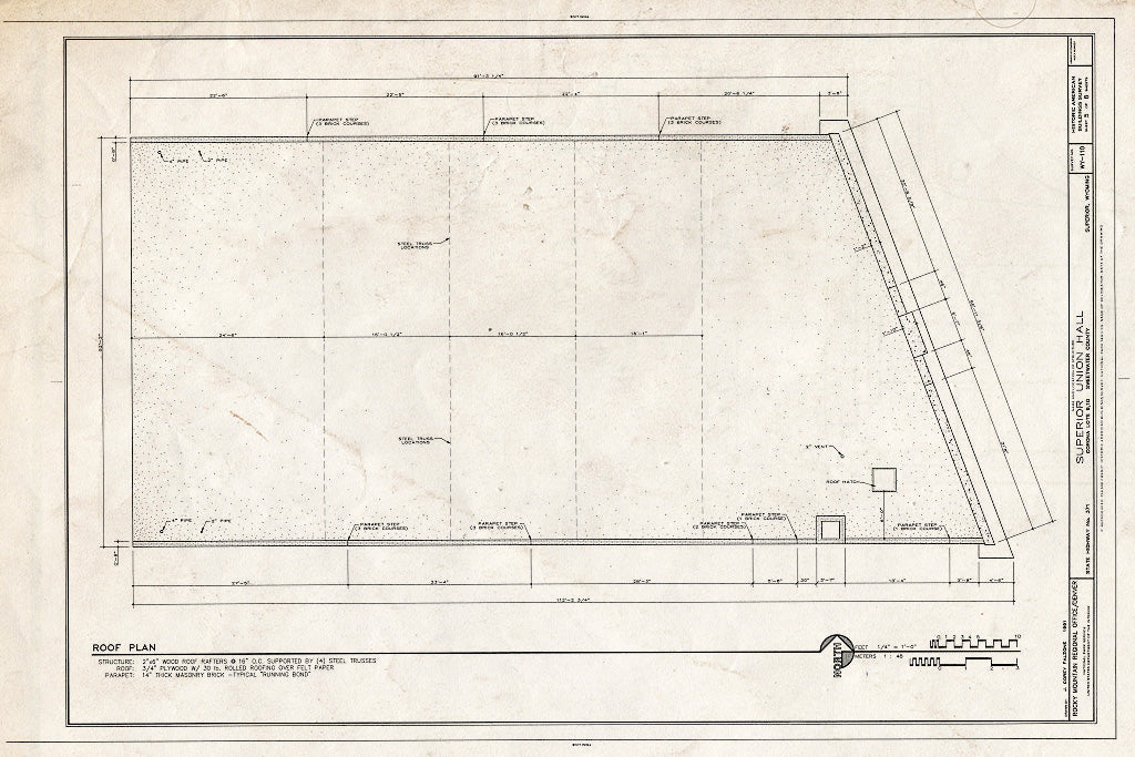 Blueprint HABS WYO,19-SUPR,1- (Sheet 5 of 8) - Superior Union Hall, State Highway 371, Block 9, Part of Lots 9 & 10, Superior, Sweetwater County, WY