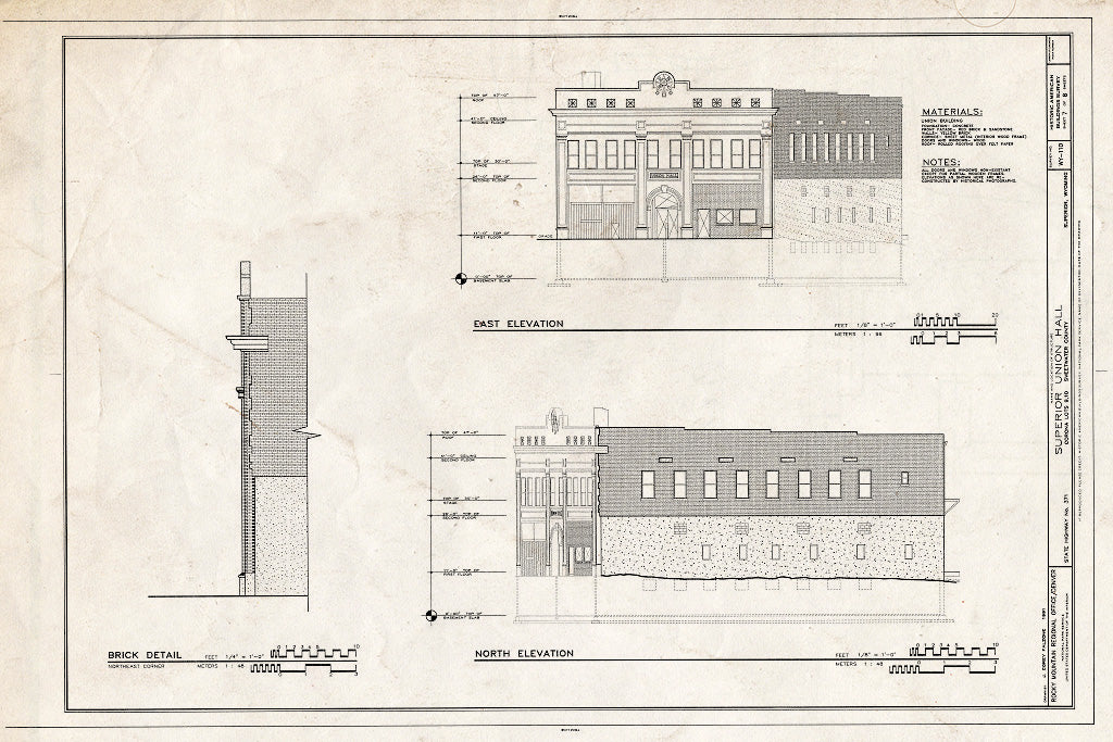 Blueprint HABS WYO,19-SUPR,1- (Sheet 7 of 8) - Superior Union Hall, State Highway 371, Block 9, Part of Lots 9 & 10, Superior, Sweetwater County, WY