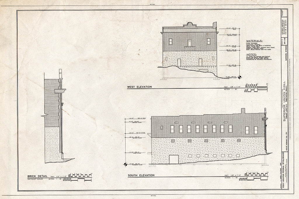 Blueprint HABS WYO,19-SUPR,1- (Sheet 8 of 8) - Superior Union Hall, State Highway 371, Block 9, Part of Lots 9 & 10, Superior, Sweetwater County, WY