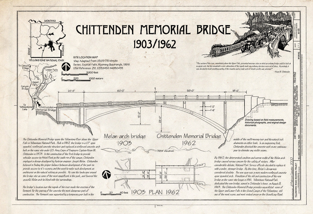 Blueprint HAER WY-88 (Sheet 1 of 1) - Chittenden Memorial Bridge, Artists Point Road Spanning Yellowstone River, Lake, Teton County, WY