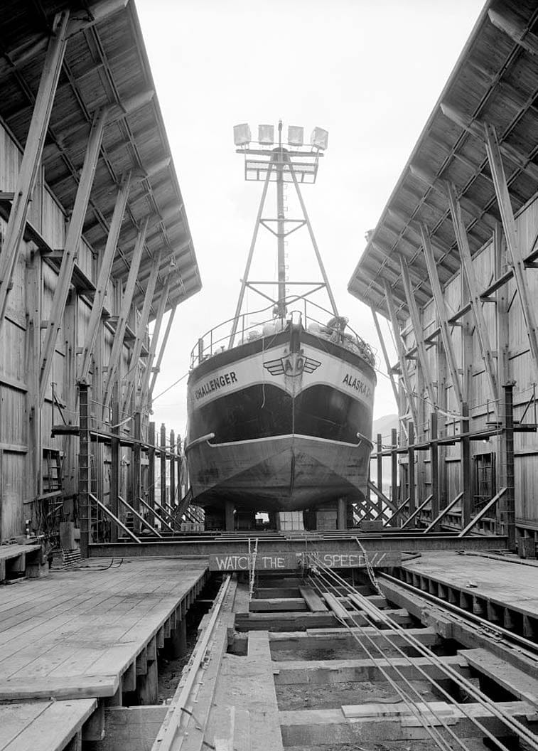 Historic Photo : Naval Operating Base Dutch Harbor & Fort Mears, Iliuliuk Submarine Base Marine Railway Ship Repair Shed, Unalaska, Aleutian Islands, AK 4 Photograph