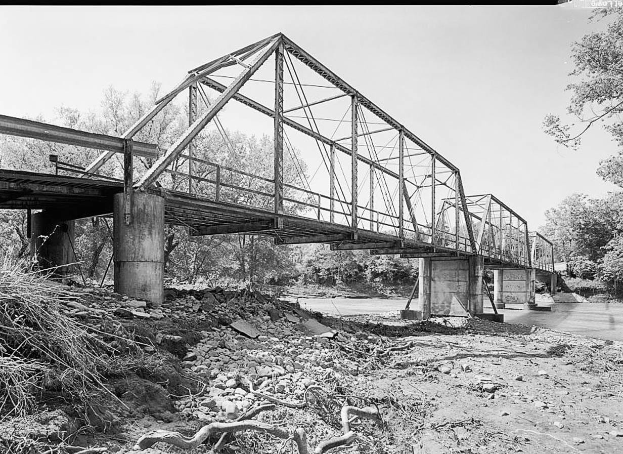 Historic Photo : Wire Ford Bridge, Spanning Big Mulberry Creek at Wire Road (CR 67), Pleasant Hill, Crawford County, AR 3 Photograph