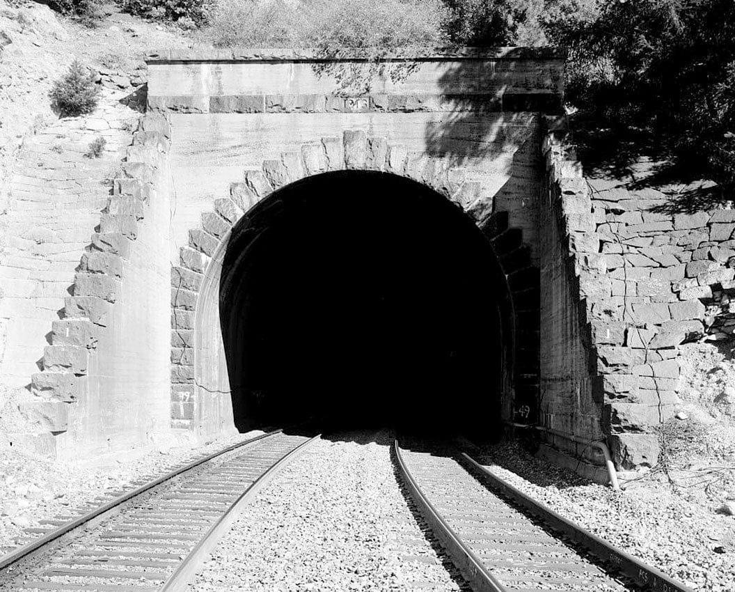 Historic Photo : Central Pacific Transcontinental Railroad, Tunnel No. 1, Milepost 164.34, Blue Canyon, Placer County, CA 1 Photograph