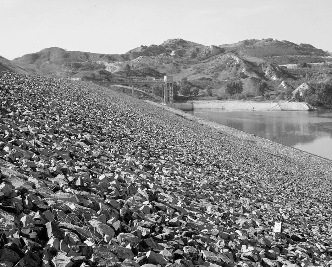 Historic Photo : Prado Dam, Embankment, Santa Ana River near junction of State Highways 71 & 91, Corona, Riverside County, CA 1 Photograph