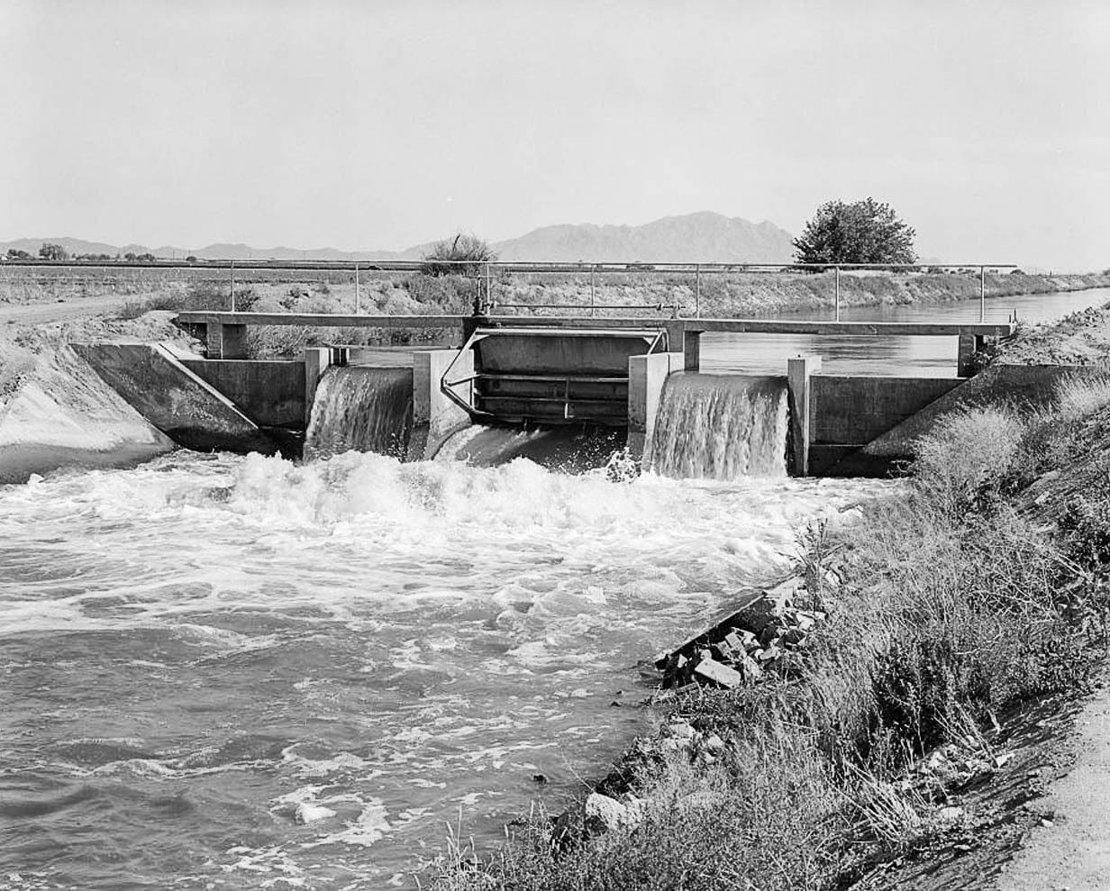 Historic Photo : San Carlos Irrigation Project, Pima Lateral, Main Canal at Sacaton Dam, Coolidge, Pinal County, AZ 1 Photograph