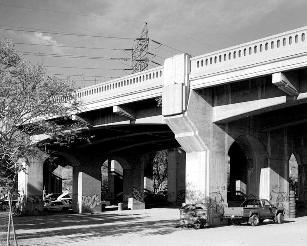 Historic Photo : Arroyo Seco Parkway, Figueroa Street Viaduct, Spanning Los Angeles River, Los Angeles, Los Angeles County, CA 4 Photograph