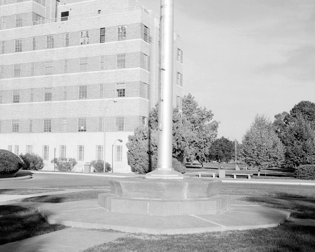 Historic Photo : Fitzsimons General Hospital, Flagpole, Charlie Kelly Boulevard, North side, at intersection of Sharon A. Lane Drive, Aurora, Adams County, CO 1 Photograph