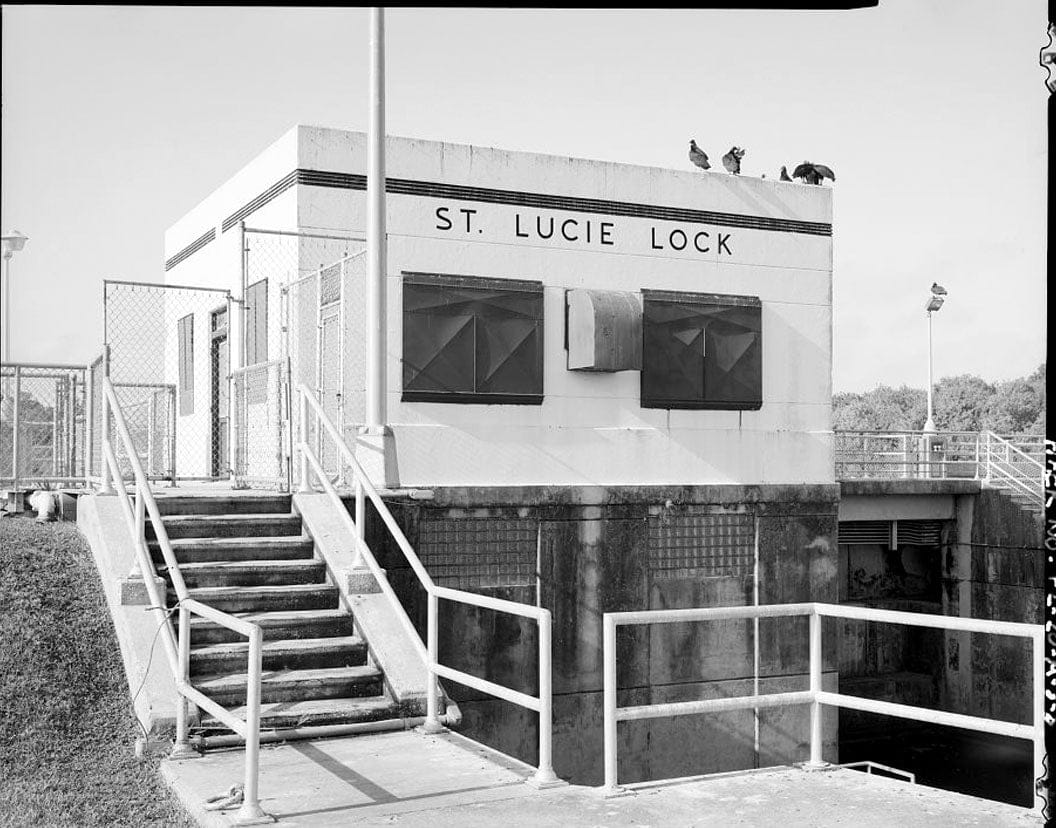 Historic Photo : St. Lucie Canal, Lock No. 1, Hydroelectric Power House, St. Lucie, Cross State Canal, Okeechobee Intracoastal Waterway, Stuart, Martin County, FL 1 Photograph
