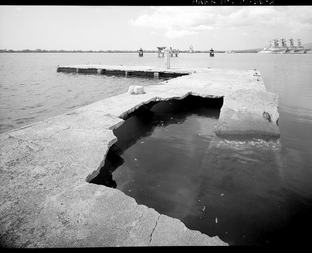 Historic Photo : U.S. Naval Base, Pearl Harbor, Pier & Yacht Club Marine Railways, End of Lanakila Avenue, Pearl City, Honolulu County, HI 1 Photograph