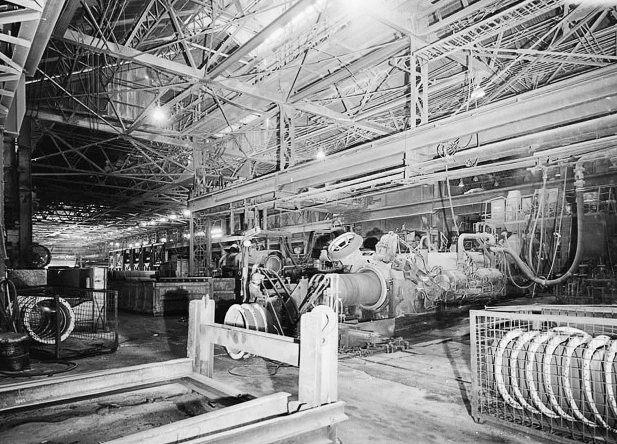 Historic Photo : United States Pipe & Foundry Company Plant, Pipe Casting & Testing Area, 2023 St. Louis Avenue at I-20/59, Bessemer, Jefferson County, AL 4 Photograph
