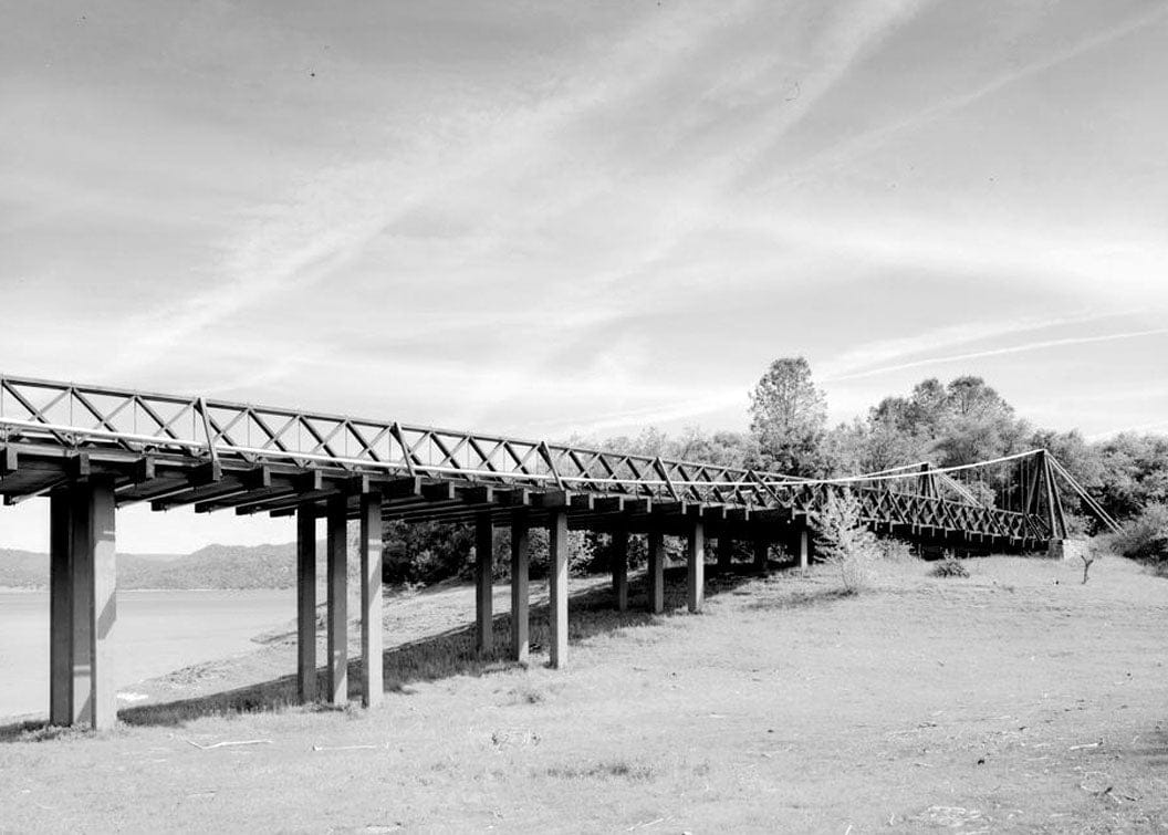 Historic Photo : Bidwell Bar Suspension Bridge & Stone Toll House, Near Lake Oroville (moved from fork of Feather River), Oroville, Butte County, CA 3 Photograph