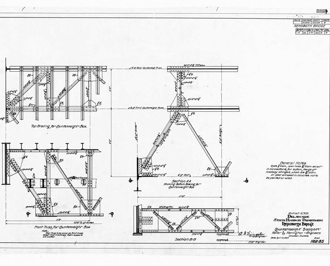 Historic Photo : Rehoboth Avenue Bridge, State Route 1A (Rehoboth Avenue) over Lewes & Rehoboth Canal, Rehoboth Beach, Sussex County, DE 25 Photograph