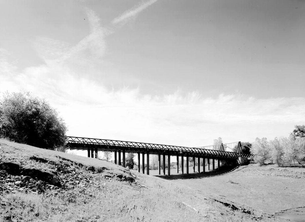 Historic Photo : Bidwell Bar Suspension Bridge & Stone Toll House, Near Lake Oroville (moved from fork of Feather River), Oroville, Butte County, CA 5 Photograph
