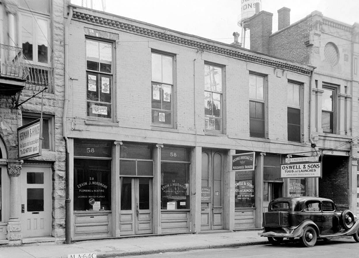 Historic Photo : 116 North Water Street (Commercial Building), Mobile, Mobile County, AL 1 Photograph