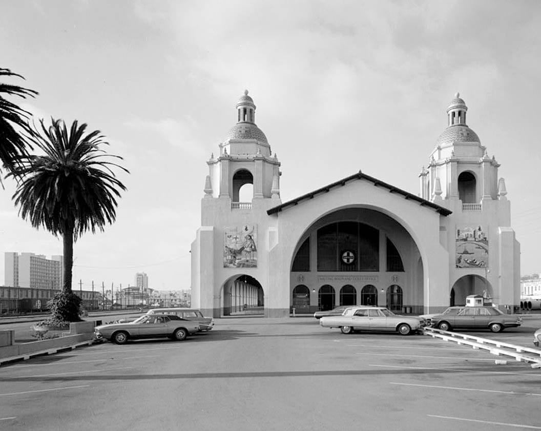 Historic Photo : Santa Fe Railroad Station, 1050 Kettner Boulevard, San Diego, San Diego County, CA 1 Photograph