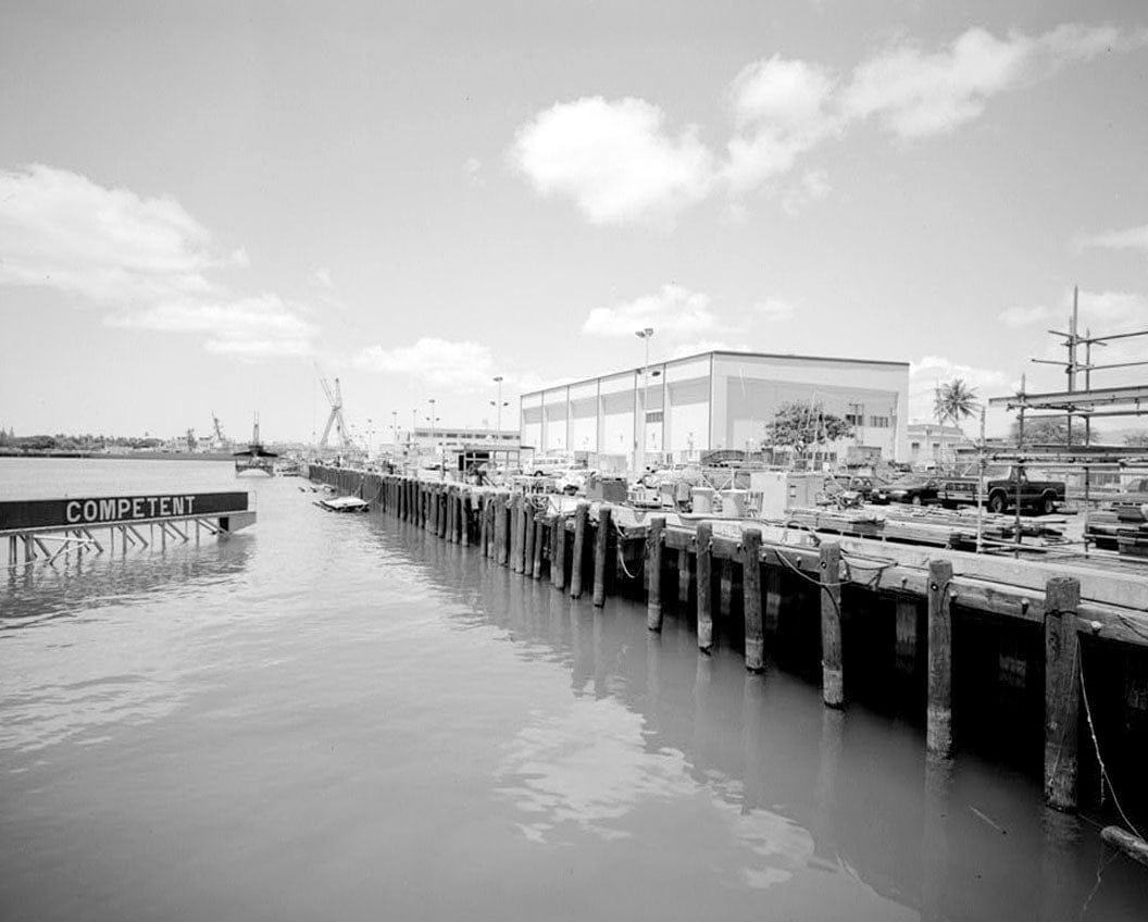 Historic Photo : U.S. Naval Base, Pearl Harbor, Naval Submarine Base, Wharf S-21, Hurt Avenue at northwest side of Magazine Loch, Pearl City, Honolulu County, HI 1 Photograph