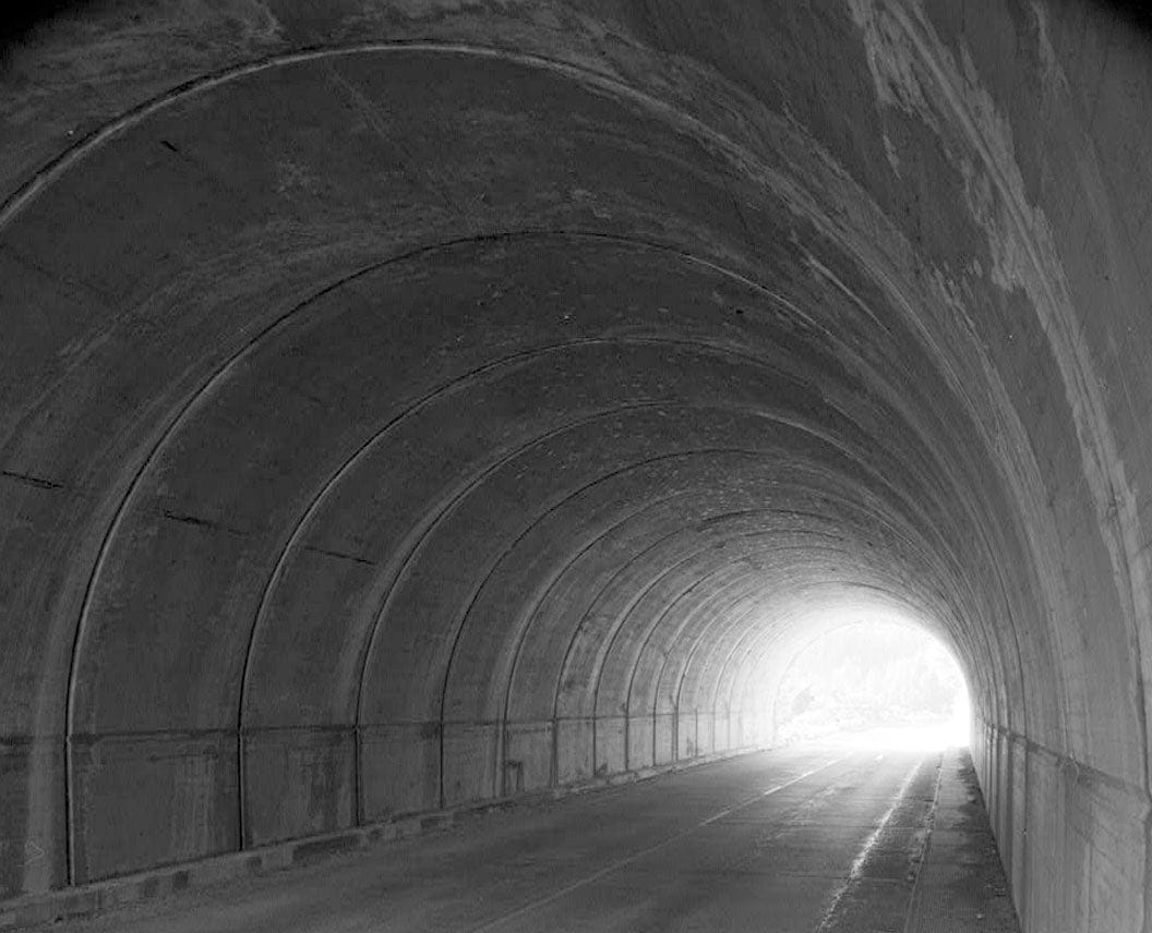 Historic Photo : Big Oak Flat Road Tunnel No. 2, Through mountain spur on New Big Oak Flat Road, Yosemite Village, Mariposa County, CA 1 Photograph