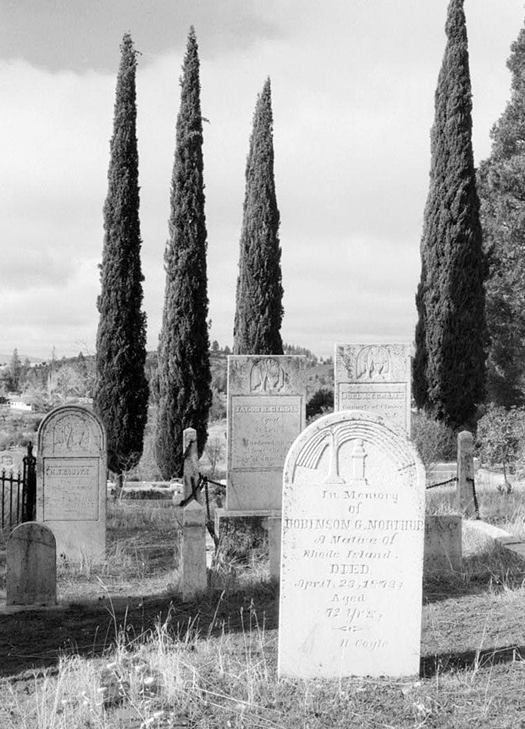 Historic Photo : Grave Stones, Mountain View Cemetery, Bigler Street, Columbia, Tuolumne County, CA 2 Photograph