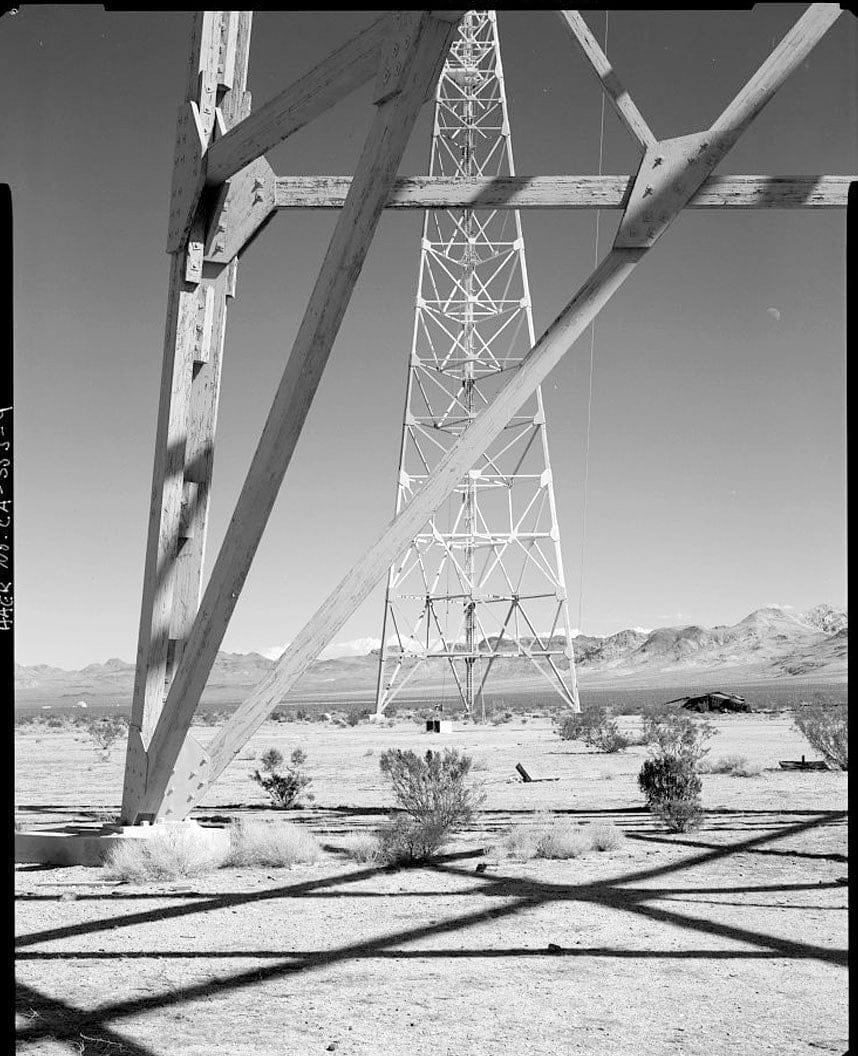 Historic Photo : Naval Ordnance Test Station Inyokern, Randsburg Wash Facility Target Test Towers, Tower Road, China Lake, Kern County, CA 1 Photograph