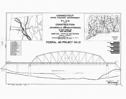 Historic Photo : Gaylordsville Bridge, Spanning Housatonic River at U.S. Highway 7, New Milford, Litchfield County, CT 1 Photograph