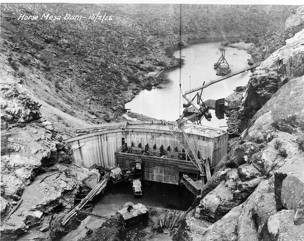 Historic Photo : Horse Mesa Dam, Salt River, 65 miles East of Phoenix, Phoenix, Maricopa County, AZ 1 Photograph