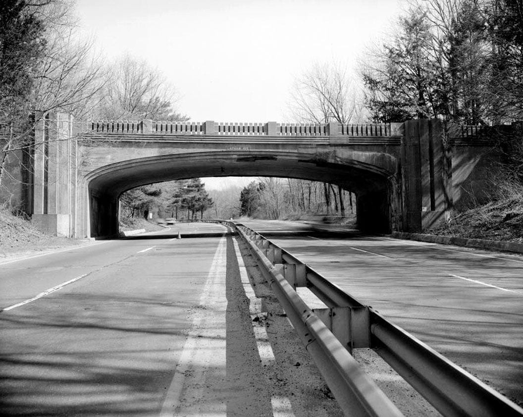 Historic Photo : Merritt Parkway, Lapham Avenue Bridge, Spanning Merritt Parkway at State Route 165, New Canaan, Fairfield County, CT 3 Photograph