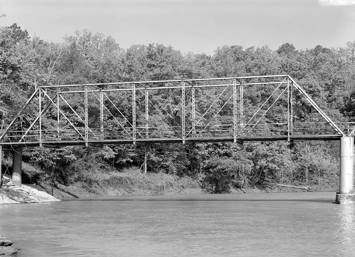 Historic Photo : Wire Ford Bridge, Spanning Big Mulberry Creek at Wire Road (CR 67), Pleasant Hill, Crawford County, AR 1 Photograph