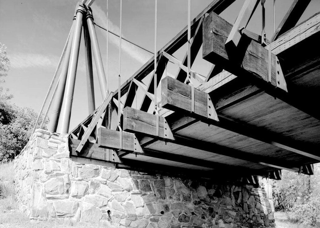 Historic Photo : Bidwell Bar Suspension Bridge & Stone Toll House, Near Lake Oroville (moved from fork of Feather River), Oroville, Butte County, CA 1 Photograph