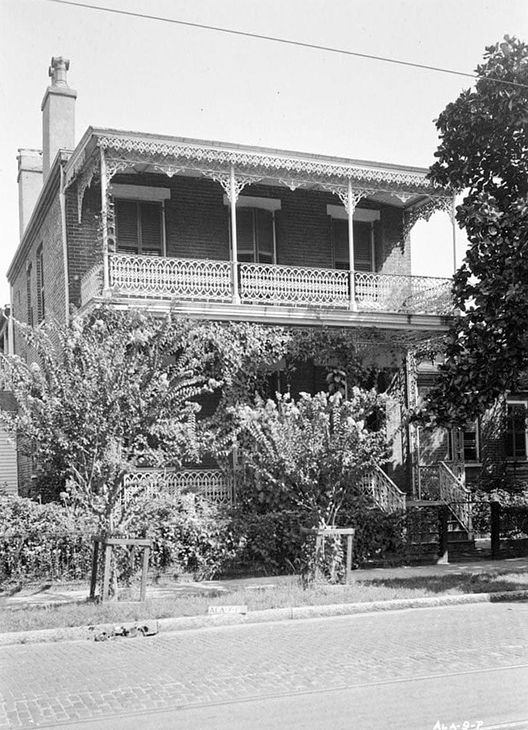 Historic Photo : Tate House (Ironwork), 304 State Street, Mobile, Mobile County, AL 1 Photograph