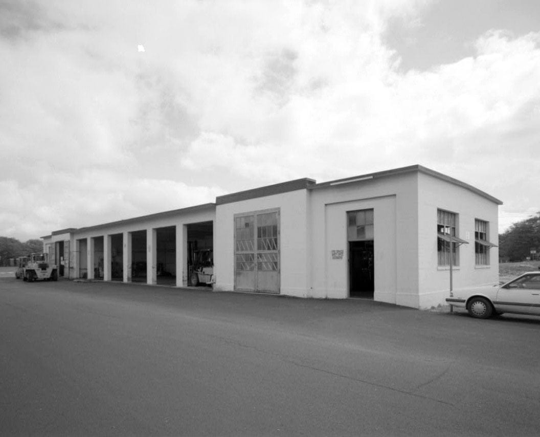 Historic Photo : Naval Magazine Lualualei, West Loch Branch, Equipment Shed, First Street in main wharf area, Pearl City, Honolulu County, HI 1 Photograph