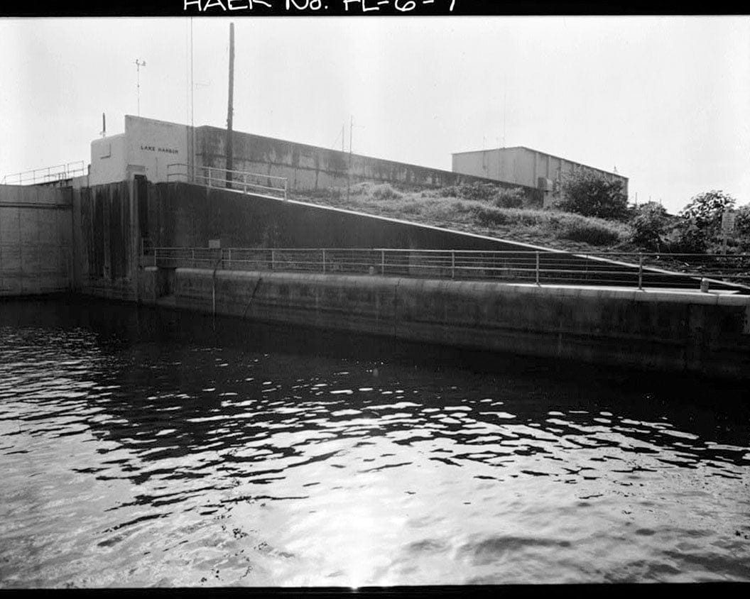 Historic Photo : Hurricane Gate Structure 3, Herbert Hoover Dike on Lake Okeechobee, Belle Glade, Palm Beach County, FL 1 Photograph