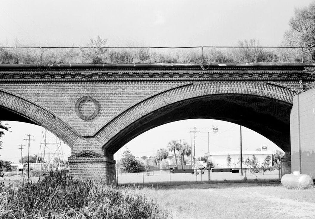 Historic Photo : Central of Georgia Railway, 1860 Brick Arch Viaduct, Spanning West Boundary Street & Savannah-Ogeechee Canal, Savannah, Chatham County, GA 1 Photograph