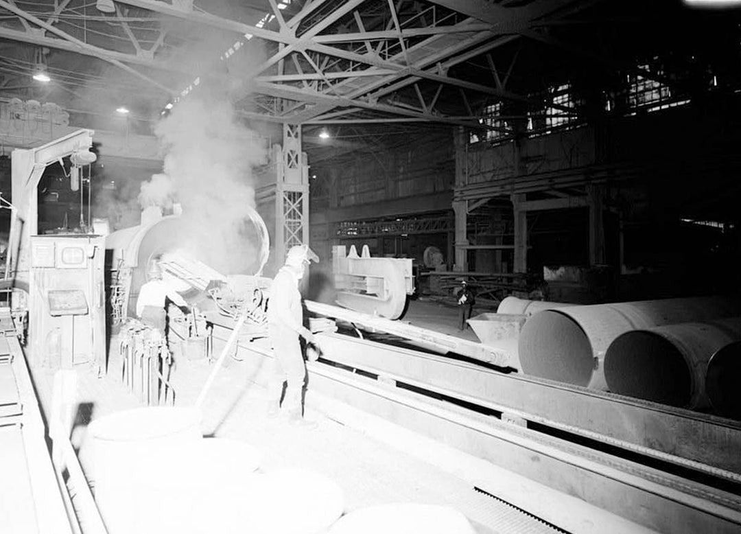 Historic Photo : United States Pipe & Foundry Company Plant, Pipe Casting & Testing Area, 2023 St. Louis Avenue at I-20/59, Bessemer, Jefferson County, AL 5 Photograph