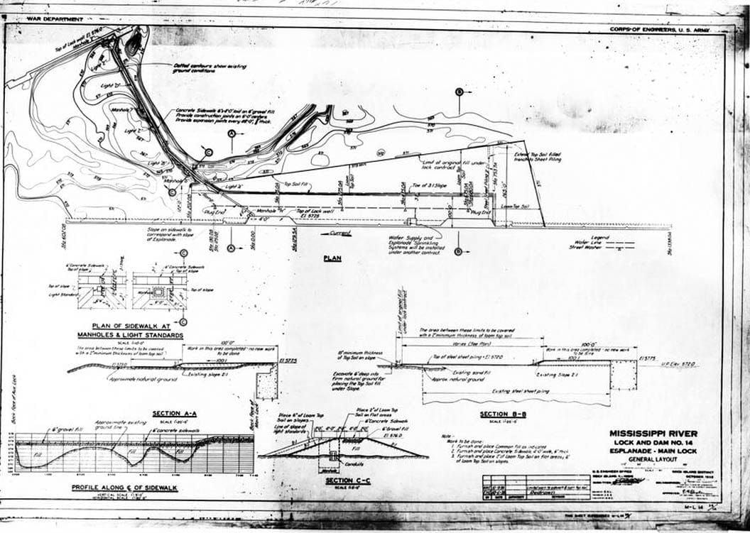 Historic Photo : Mississippi River 9-Foot Channel, Lock & Dam No. 14, Upper Mississippi River, Le Claire, Scott County, IA 4 Photograph