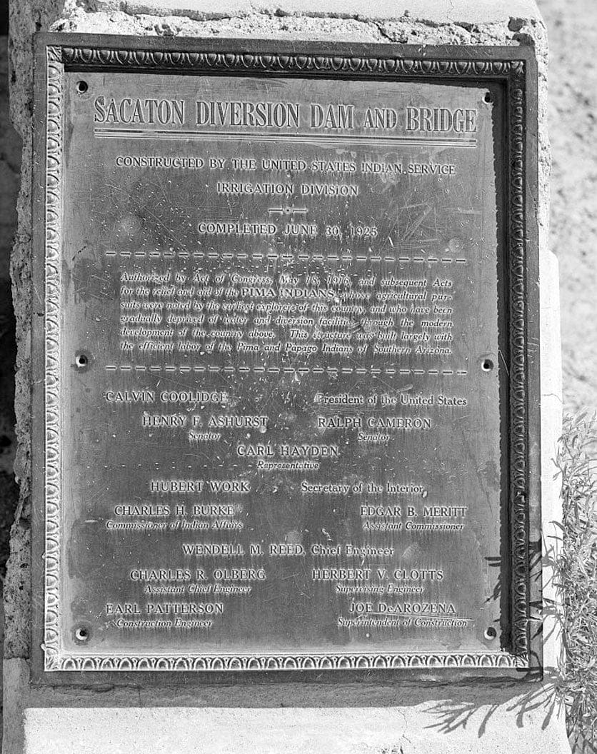 Historic Photo : San Carlos Irrigation Project, Sacaton Dam & Bridge, Gila River, T4S R6E S12/13, Coolidge, Pinal County, AZ 7 Photograph